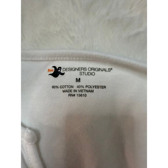 Womens White long Sleeve Top with embroidered pumpkin detailing - Picture 5 of 5